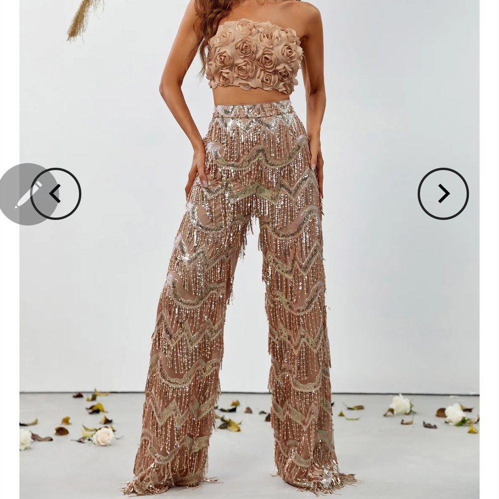 Elegant Sequin Embellished Wide Leg Jumpsuit